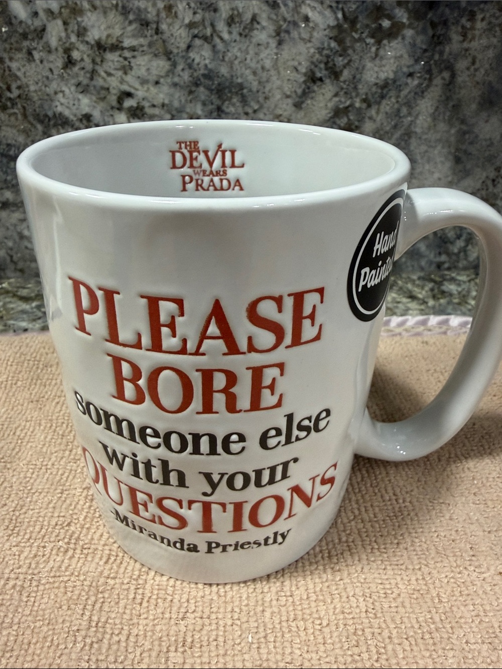 NWT The Devil Wears Prada Please Bore Someone Else With Your Questions 17 oz Mug